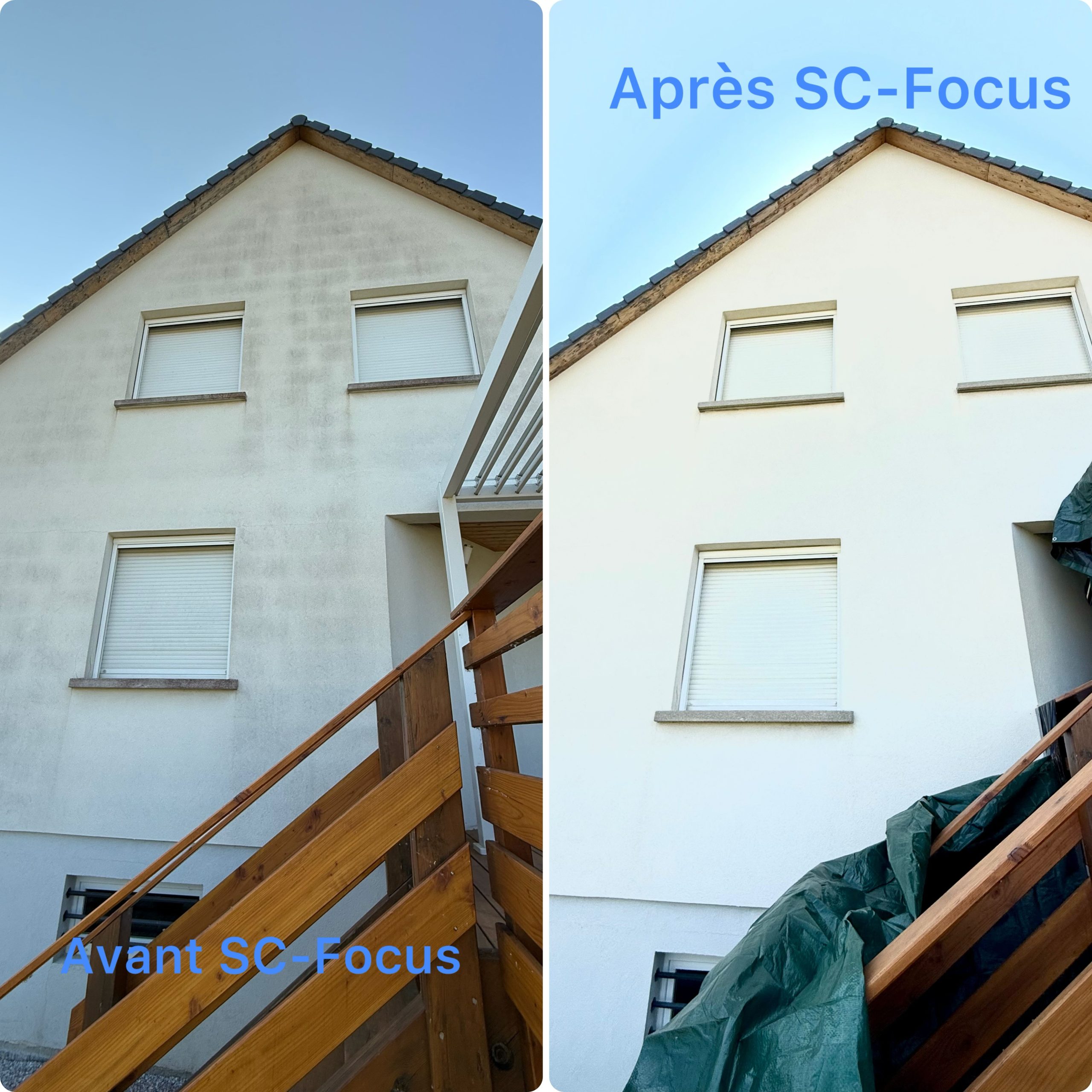 Nettoyage d’une façade de maison à Village-Neuf proche de Saint-Louis