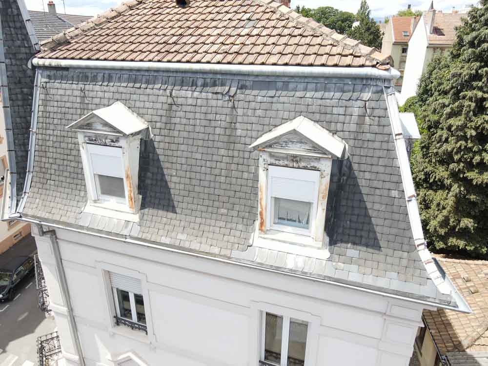 Inspection technique par drone d’une toiture d’une petite copropriété à Mulhouse dans le Haut-Rhin