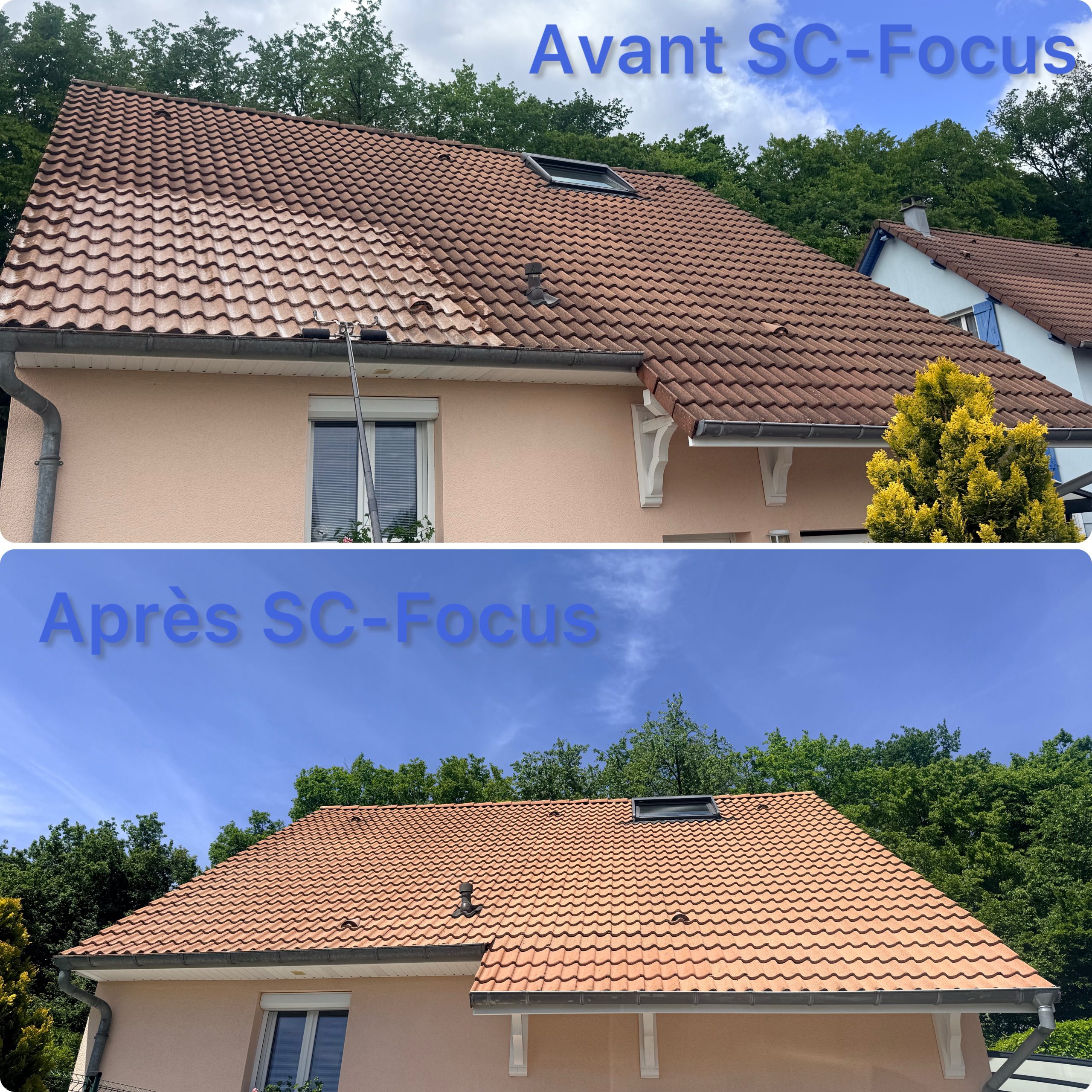 Nettoyage d&rsquo;une toiture en tuiles béton à Bavilliers près d&rsquo;Essert