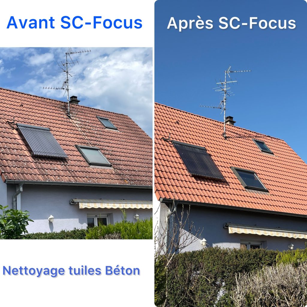 Démoussage et nettoyage d&rsquo;une toiture en tuiles bétons à Kembs proche de Sierentz